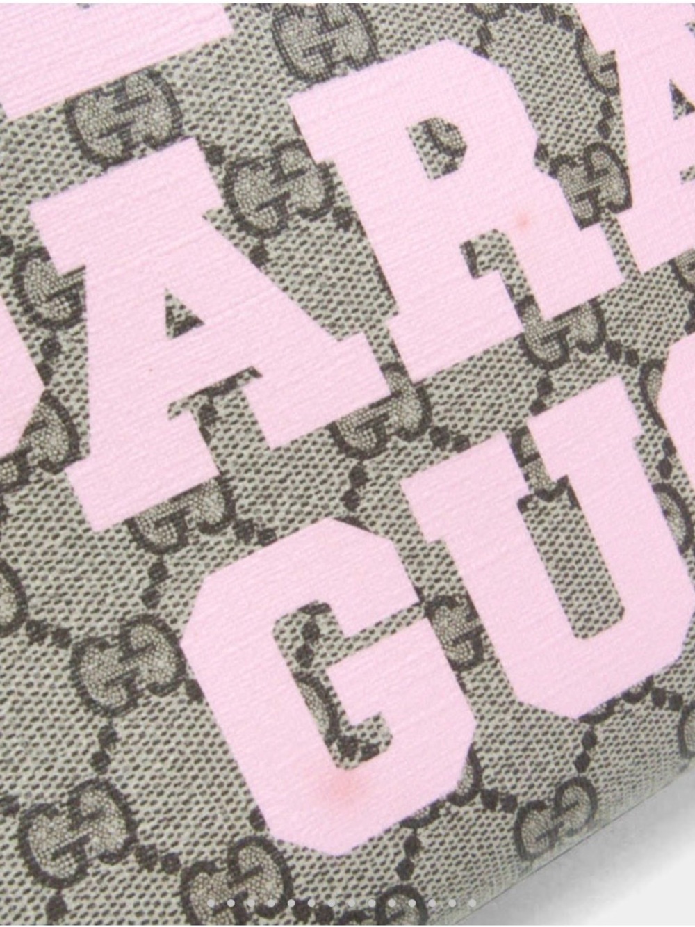 Gucci Beige GG Canvas Tote with Pink Logo and Tan Leather Handles - Picture 3 of 8